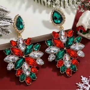 New year Christmas Multicolor Crystal Drop Earrings